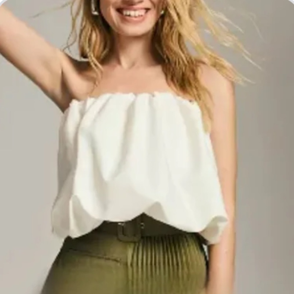 4SI3NNA by Anthropologie White Sleeveless Ballon Top Size Small